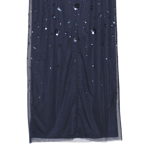 Adrianna Papell Navy Beaded Off Shoulder Formal Maxi Dress Size 14 - Picture 12 of 13